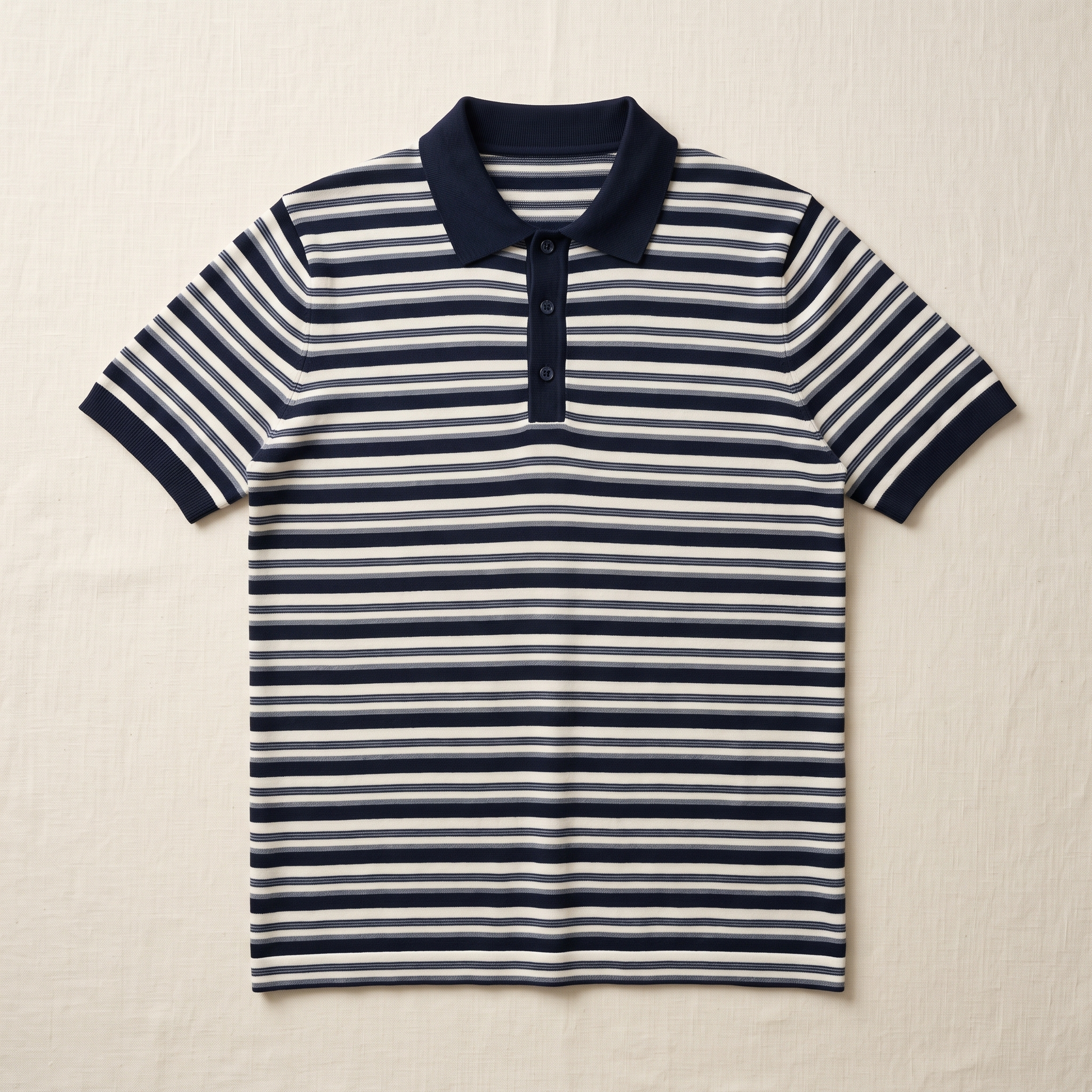 Marina Striped Knit Polo - flat lay front