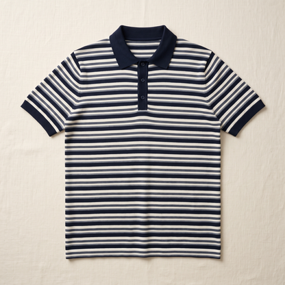 Marina Striped Knit Polo - flat lay front
