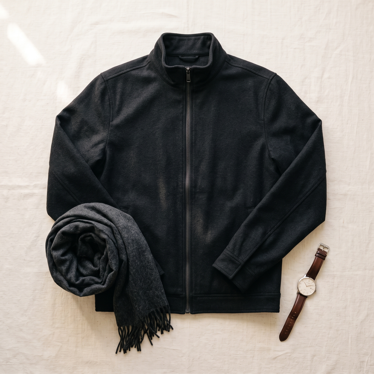 Alpine Brushed Jacket - styled flat lay