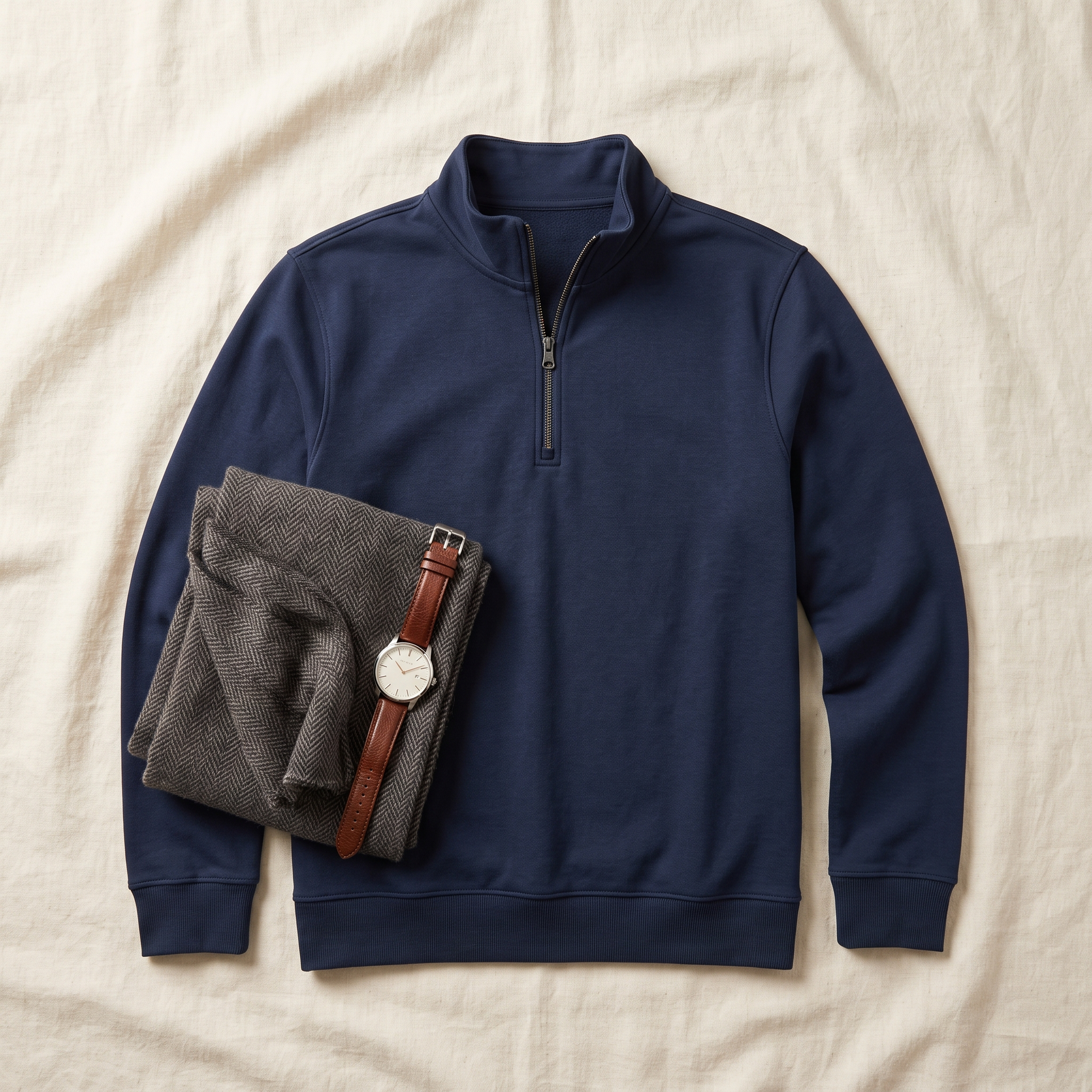 Summit Quarter-Zip Hoodie - styled flat lay