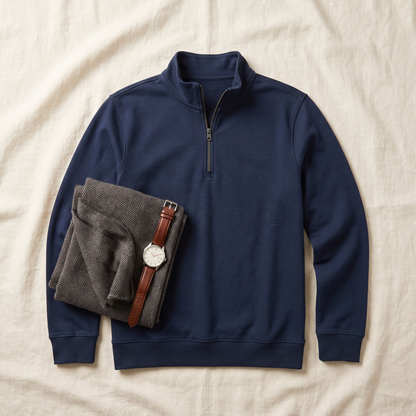 Summit Quarter-Zip Hoodie - styled flat lay
