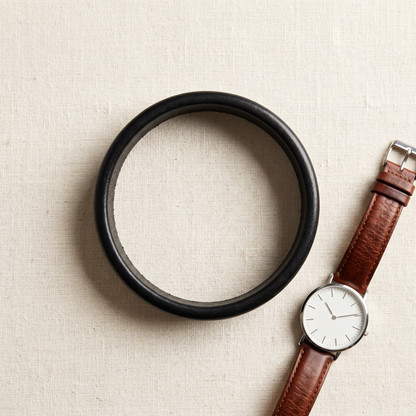 Orion Leather Bangle - styled flat lay