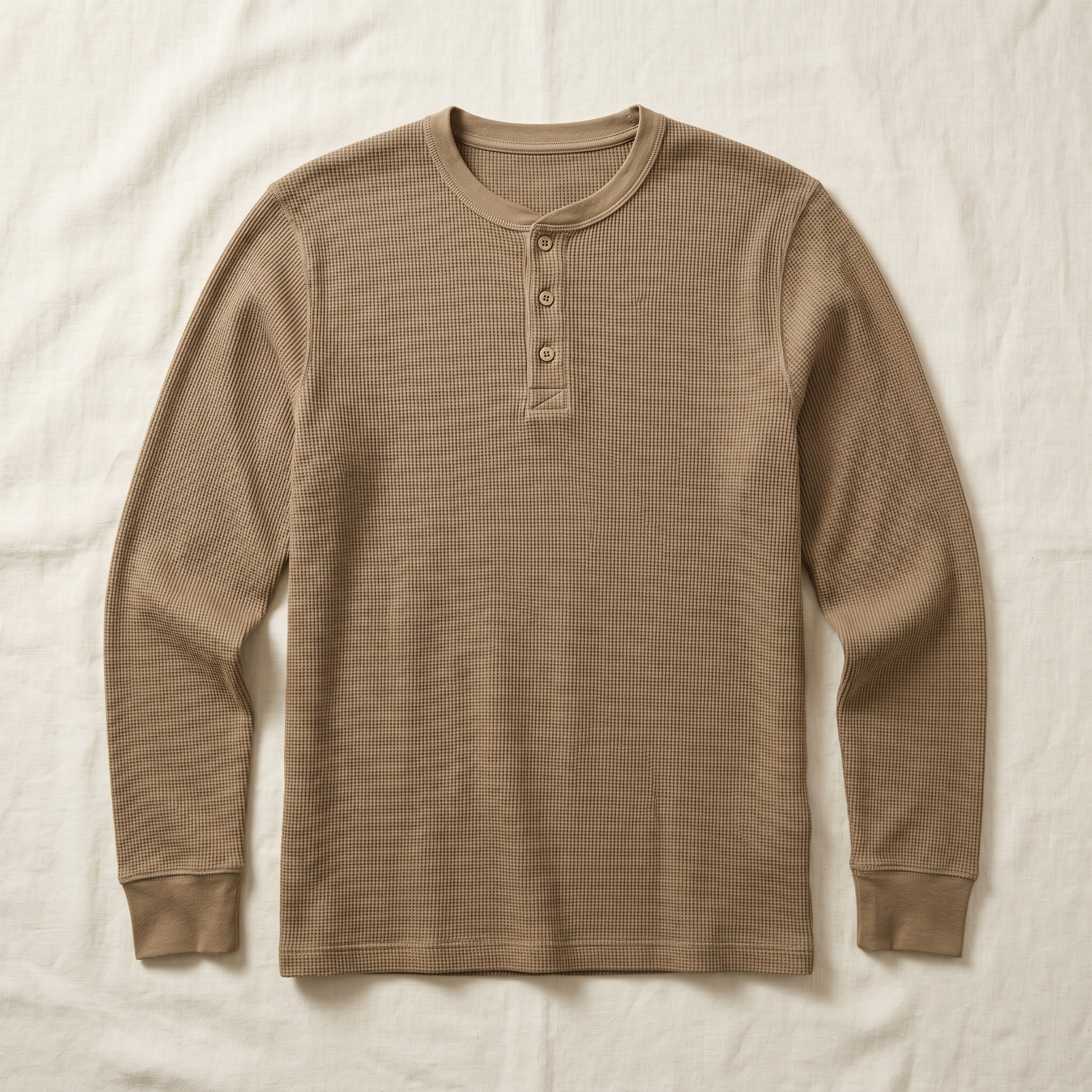 Hayes Waffle Henley - flat lay front