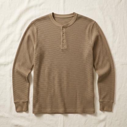 Hayes Waffle Henley - flat lay front