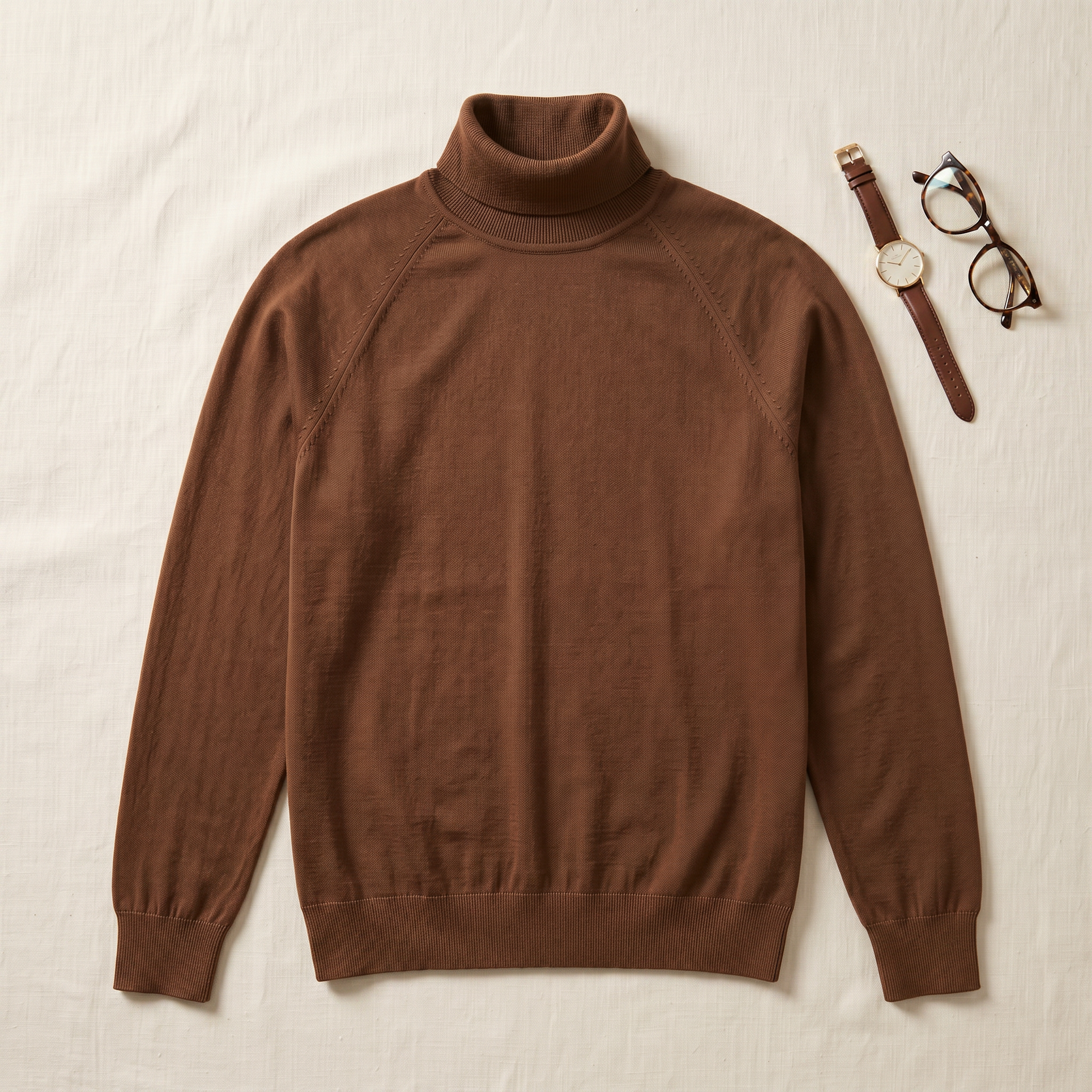 Rhodes Casual Turtleneck - styled flat lay