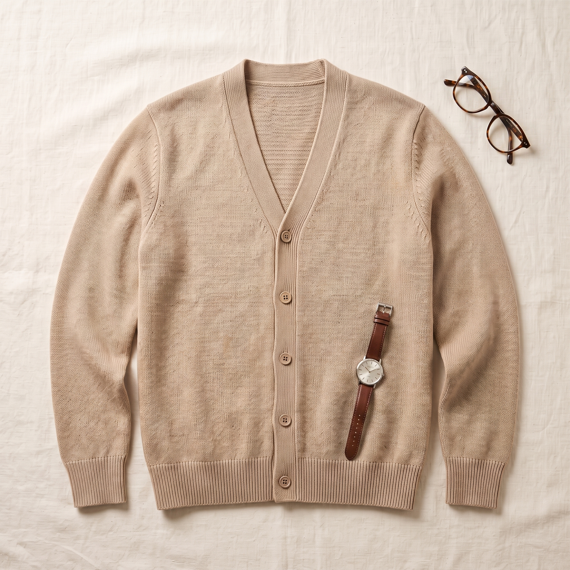 Winslow Wool Cardigan - styled flat lay