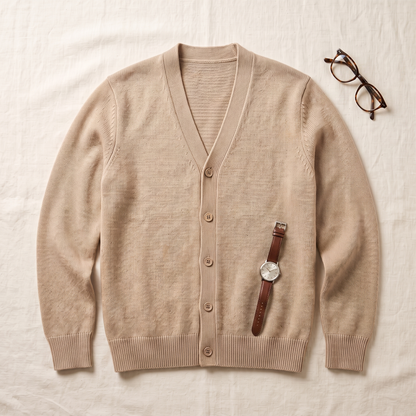 Winslow Wool Cardigan - styled flat lay