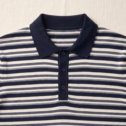 Marina Striped Knit Polo - fabric detail