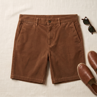 Bowery Corduroy Shorts - styled flat lay