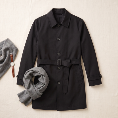 Sterling Trench Coat - styled flat lay