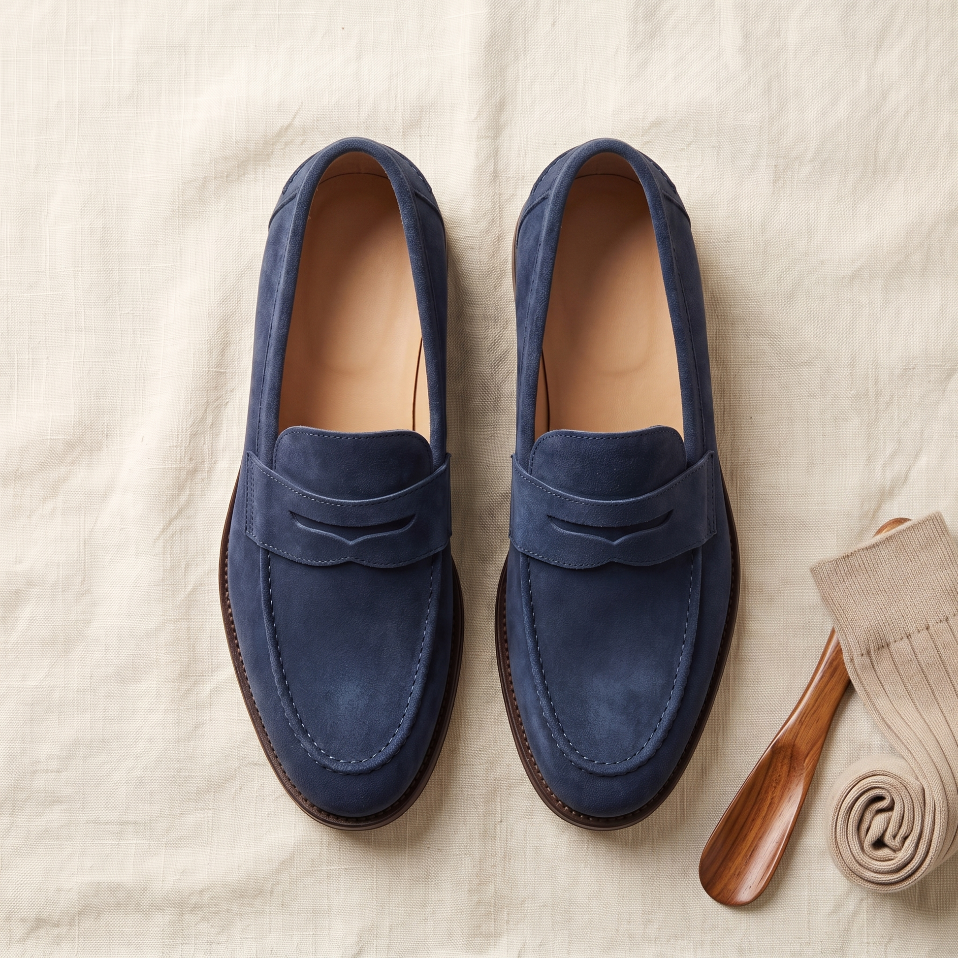 Siena Suede Loafers - styled flat lay