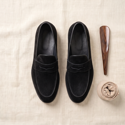 Napoli Suede Loafers - styled flat lay