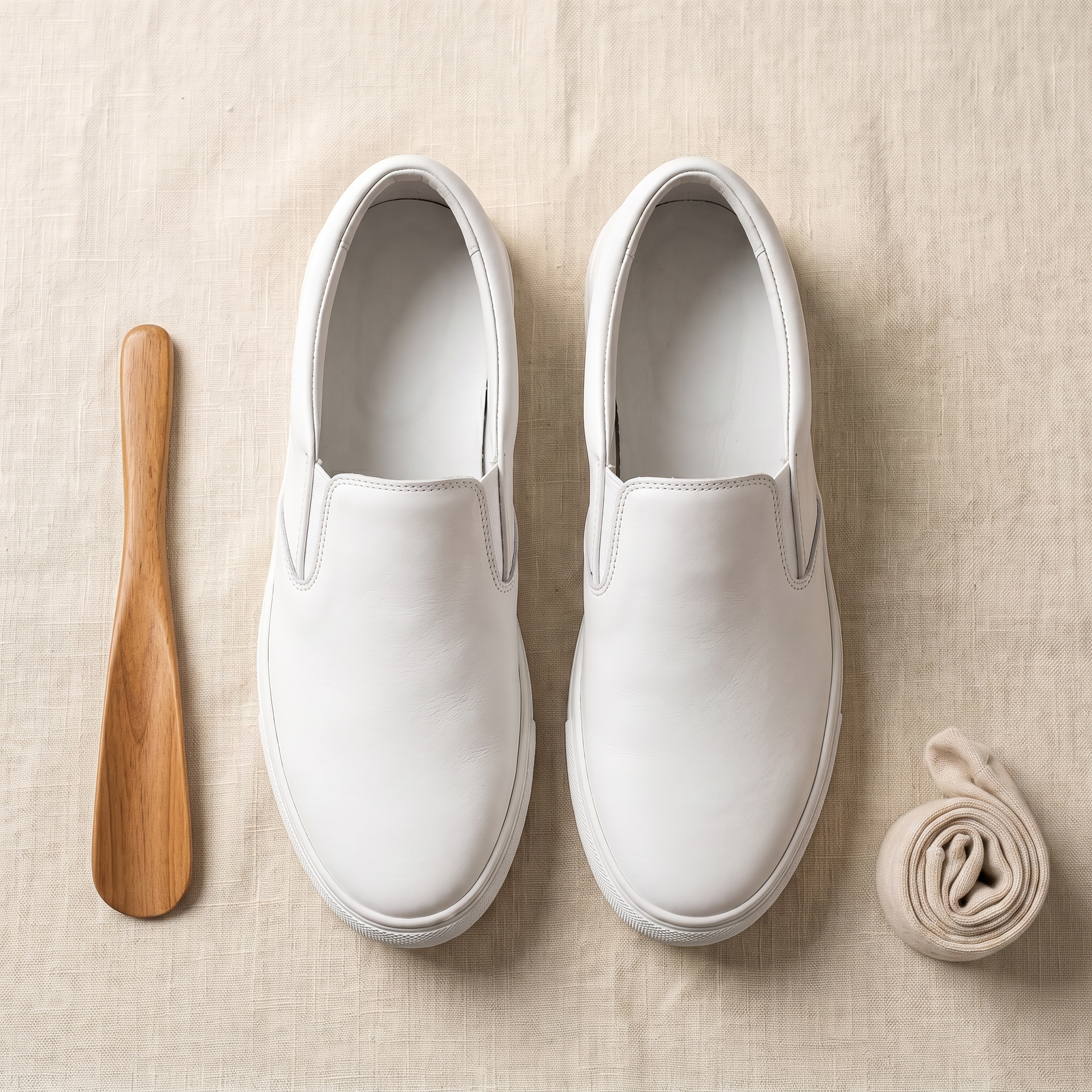 Como Leather Slip-Ons - styled flat lay