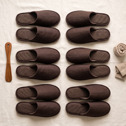 Otis Soft Slippers - styled flat lay