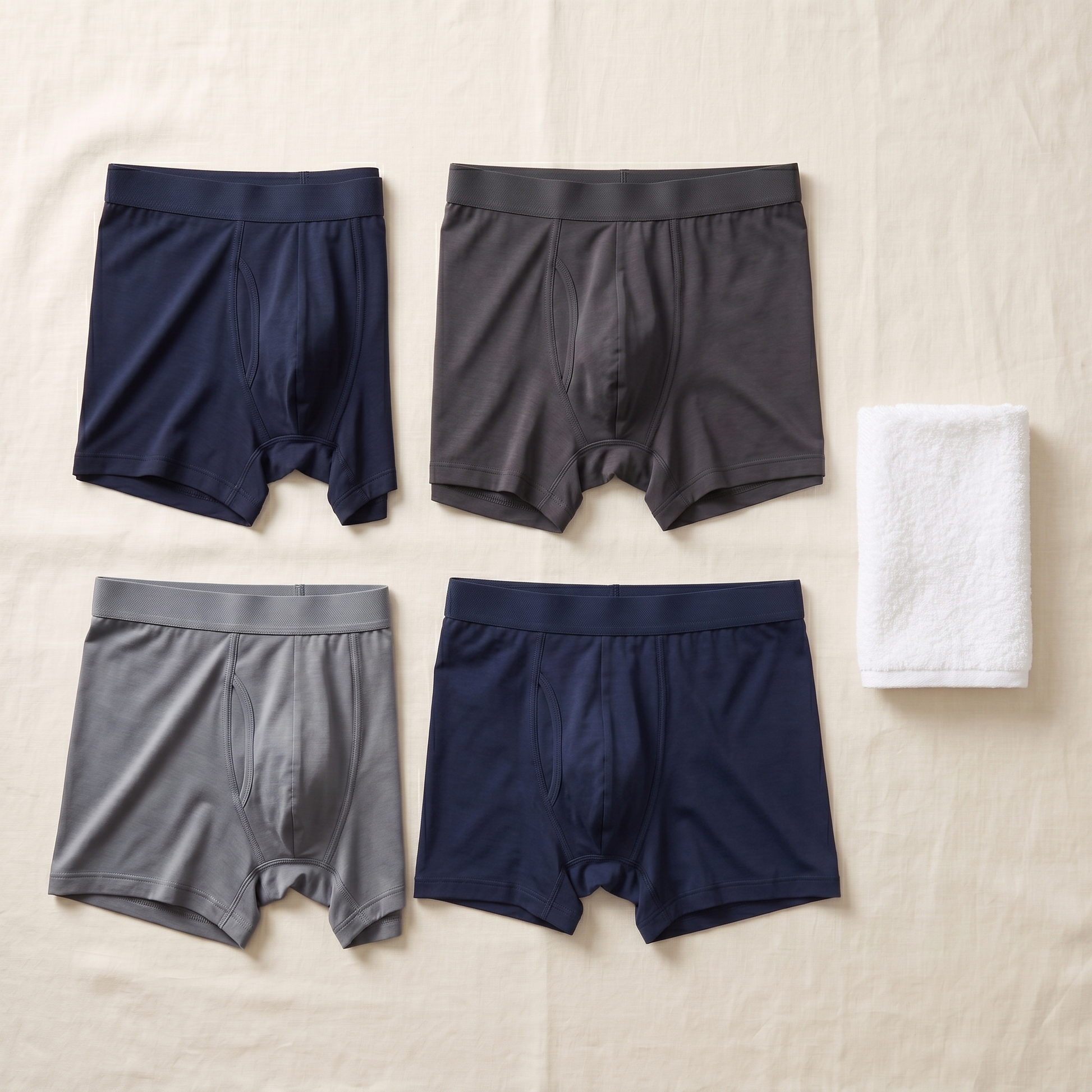 Silk Touch 4-Pack Boxers - styled flat lay