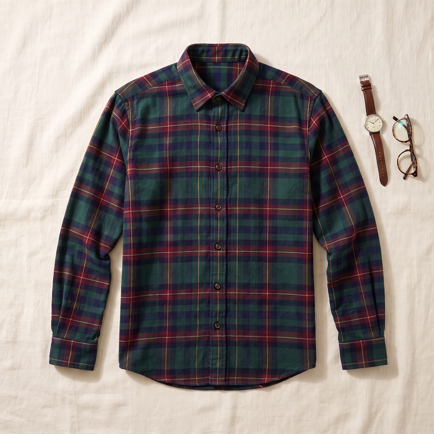 Yukon Plaid Shirt - styled flat lay