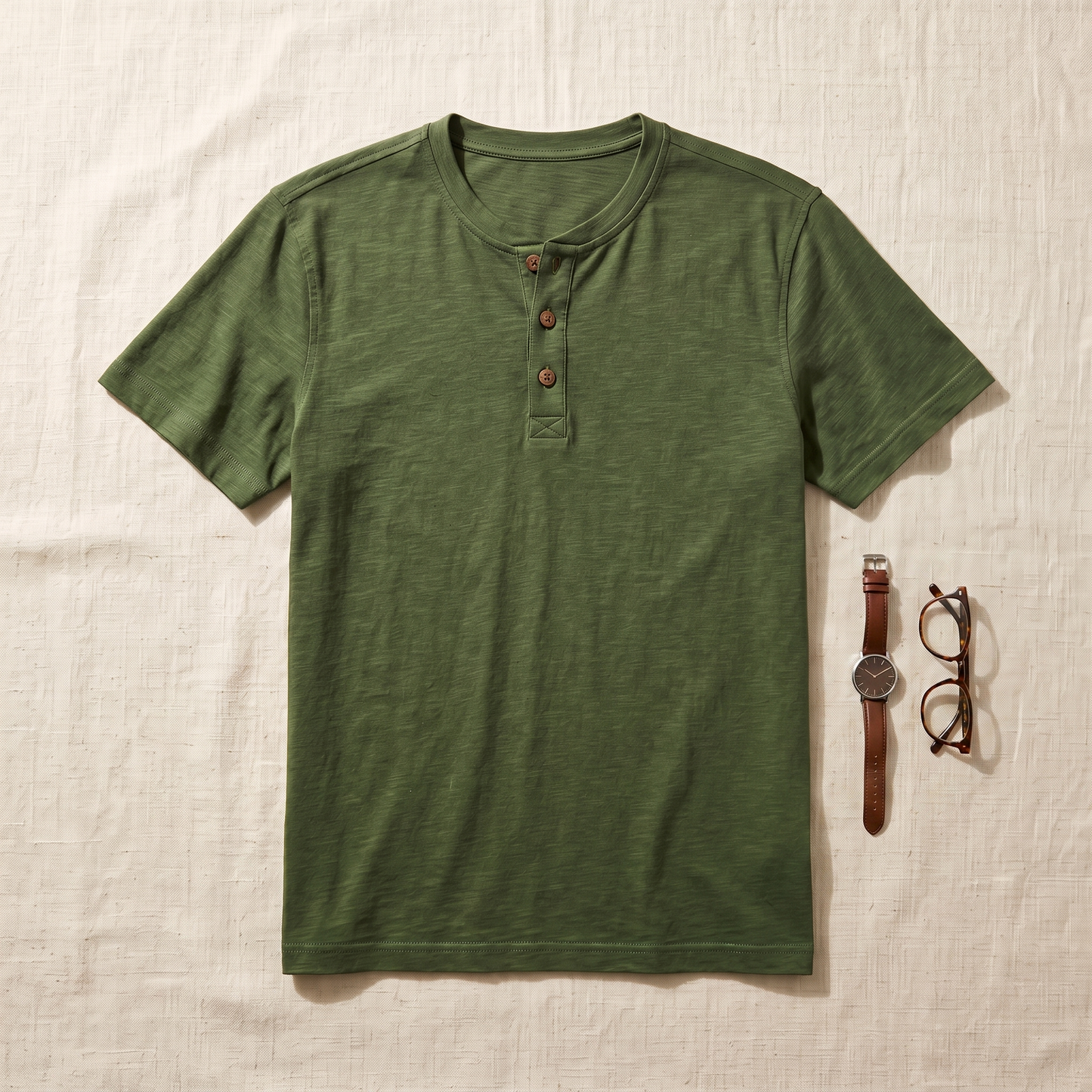 Tulum Beach Henley - styled flat lay