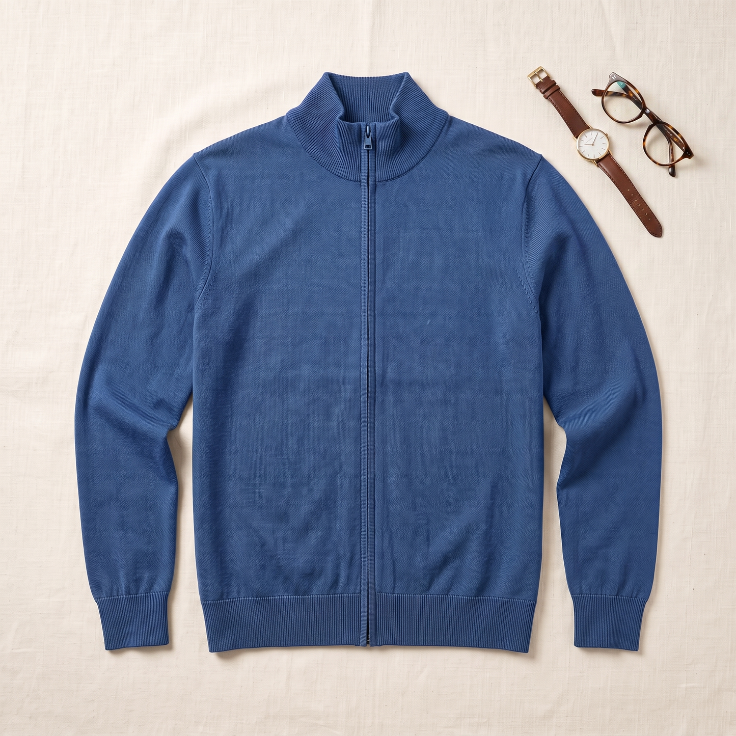 Stanton Stand-Collar Knit - styled flat lay