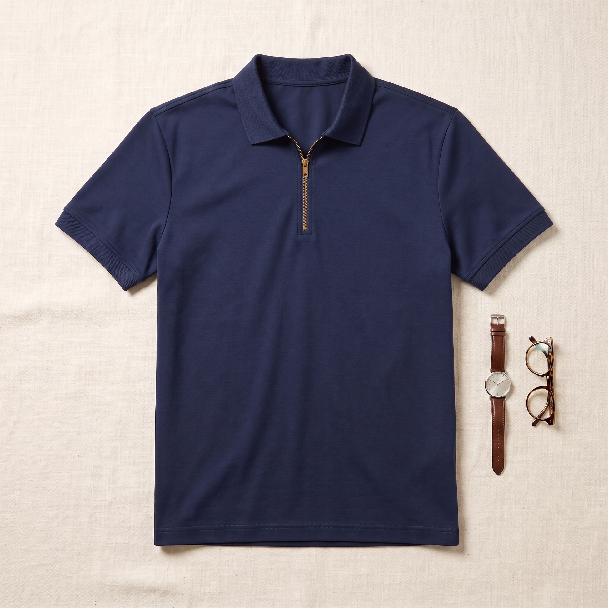 Portello Zip Polo - styled flat lay