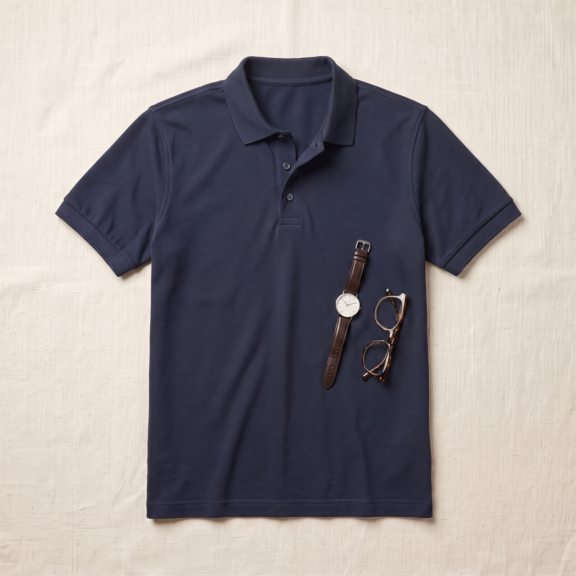 Alden Pique Polo Shirt - styled flat lay
