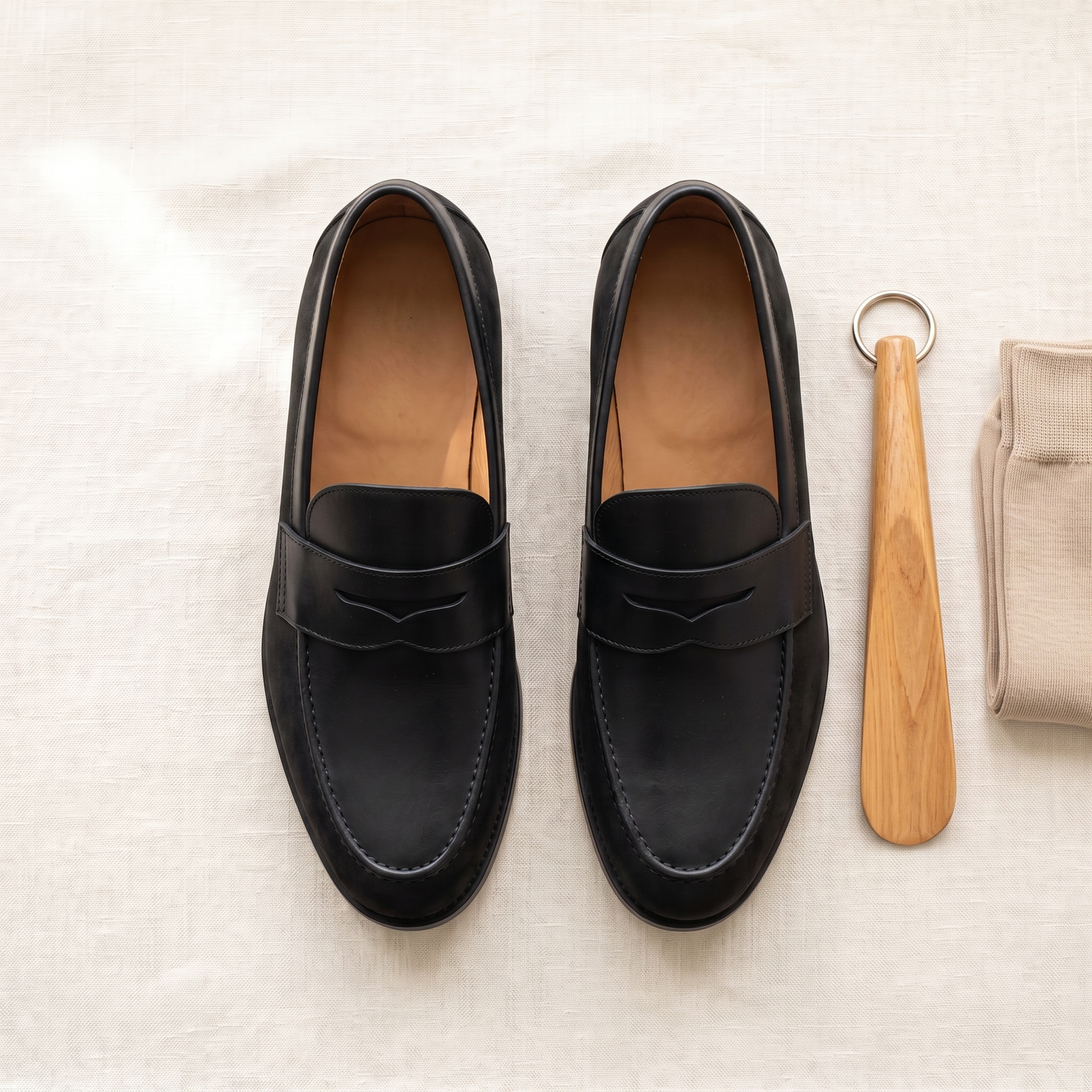 Princeton Penny Loafers - styled flat lay