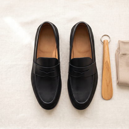 Princeton Penny Loafers - styled flat lay