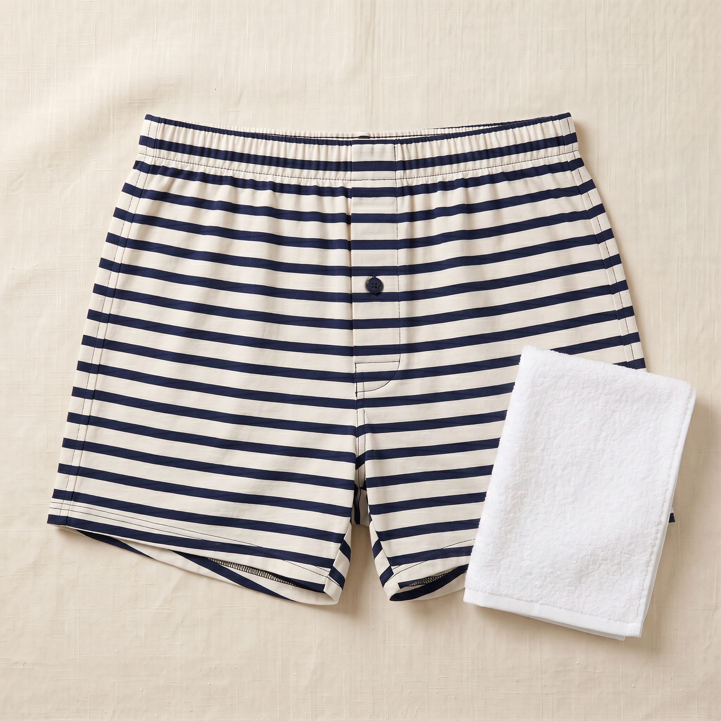 Riviera Striped Boxers - styled flat lay
