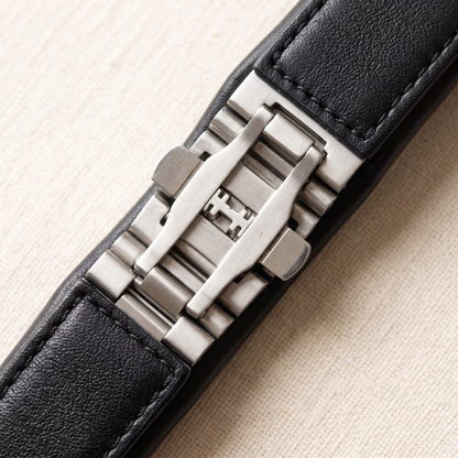 Orion Leather Bangle - fabric detail