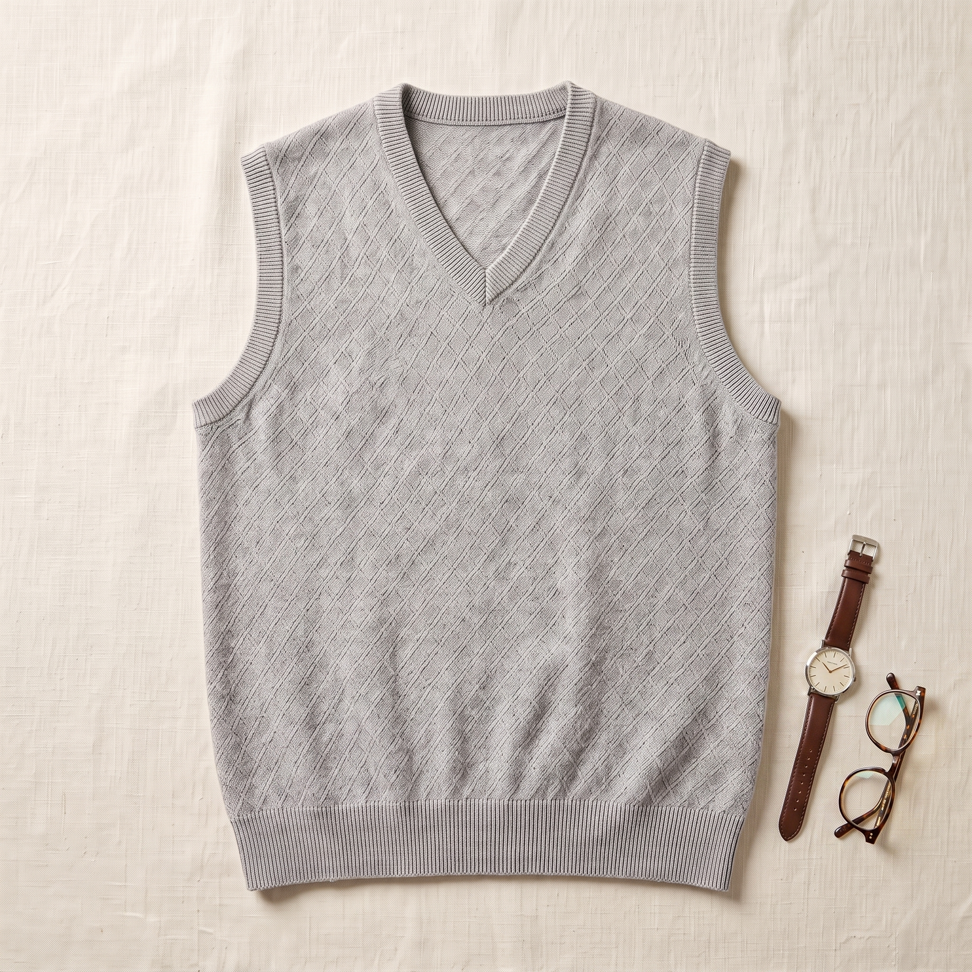 Harlow Patterned Sweater Vest - styled flat lay