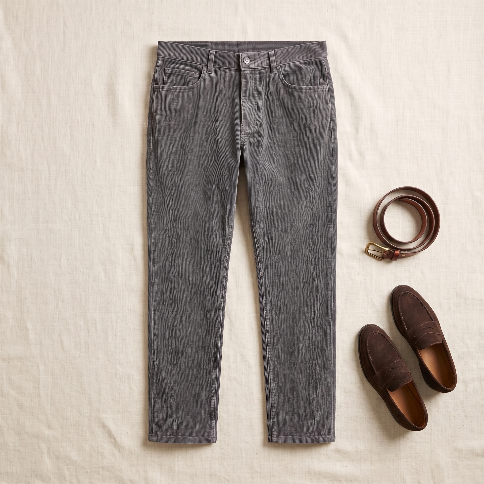 Hale Striped Corduroys - styled flat lay