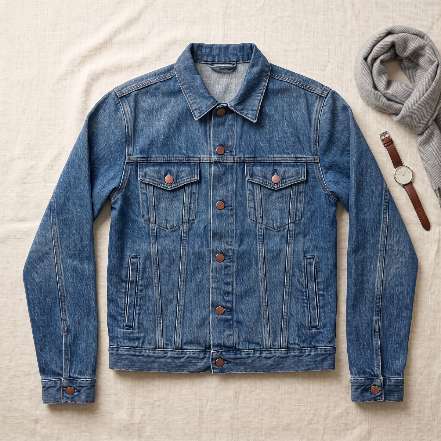 Dylan Vintage Denim Jacket - styled flat lay