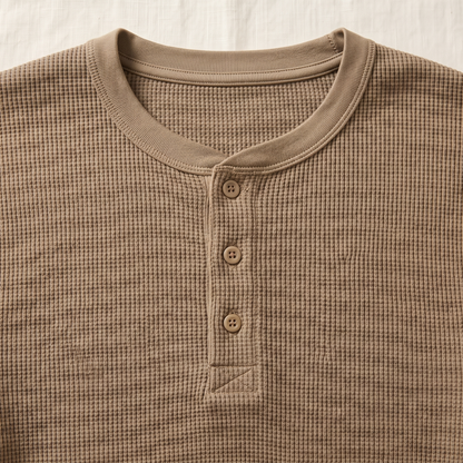 Hayes Waffle Henley - fabric detail