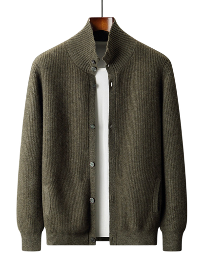 Stand-Collar Knit Cardigan